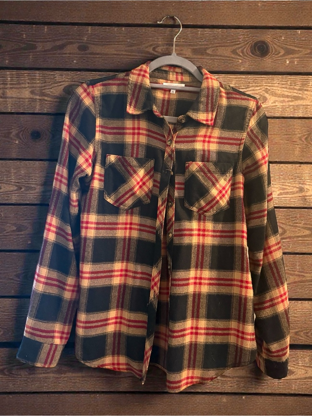 Maurices Plaid Flanel in Black, Red & tan